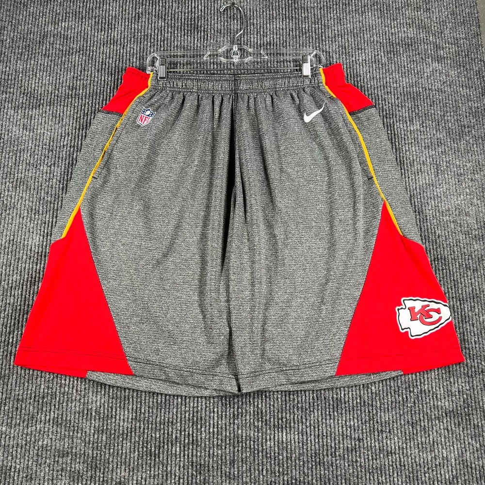 Kansas City Chiefs Shorts Mens 2XL XXL Gray Red Nike Dri Fit NFL Football